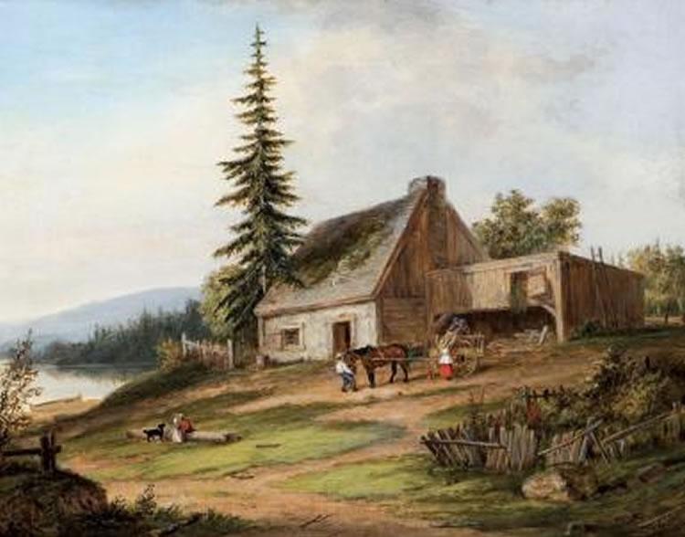 Cornelius Krieghoff A Pioneer Homestead Norge oil painting art